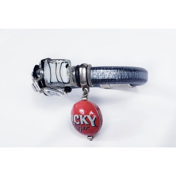 Coiledfusion Hand Crafted One-of-a-kind Lucky Charm Black Leather Bracelet - Picture 3 of 3